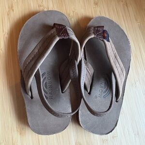 Rainbow Kids Brown Flip Flops size 5c